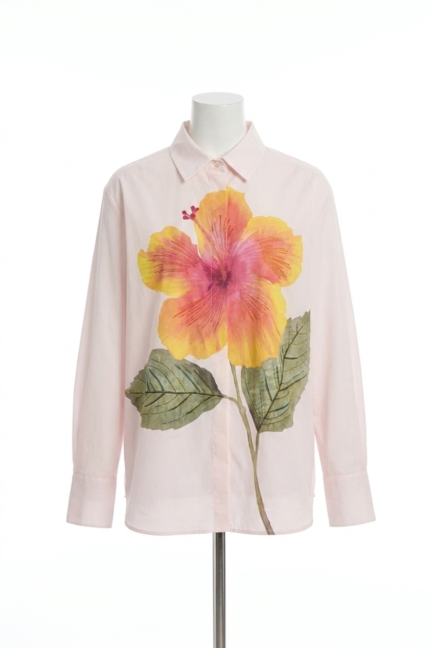 NEW JOSEPH RIBKOFF embroidered flower cotton shirt in vanilla/ multi
